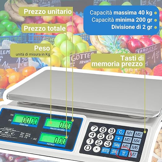 BILANCIA ELETTRONICA PROFESSIONALE DA BANCO PER ALIMENTI